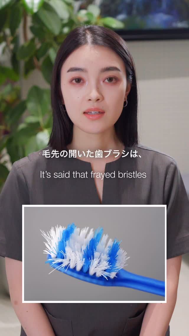 歯ブラシの交換、いつしましたか？

毛先の開いた歯ブラシは、プラーク除去効率が最大30%低下すると言われています。どれだけ一生懸命ブラッシングしても、毛先が開いていると磨き残しの原因となります。電動歯ブラシは3ヶ月ごと、手用の歯ブラシは１ヶ月ごとの交換がおすすめです。歯ブラシの毛の状態を定期的に確認し、劣化していれば早めの交換を徹底しましょう。